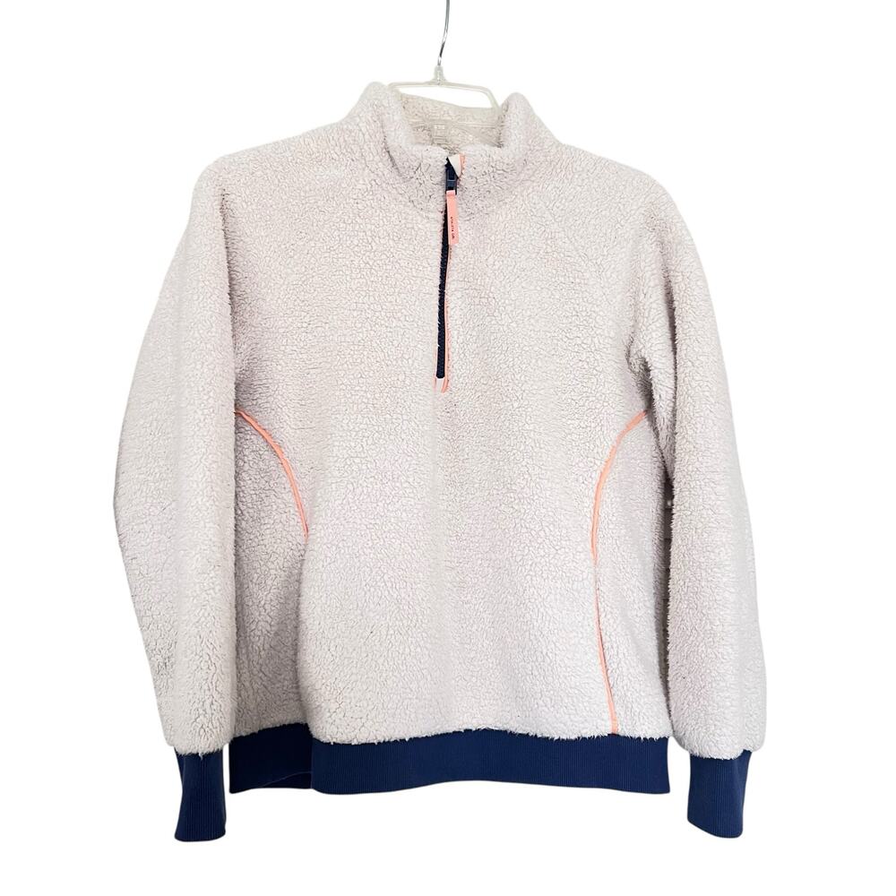 Athleta Girl so Snug Sherpa half zip pullover cozy cream teddy fleece 14